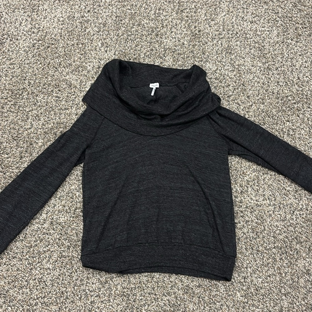 Splendid Charcoal Cowl Neck Sweater